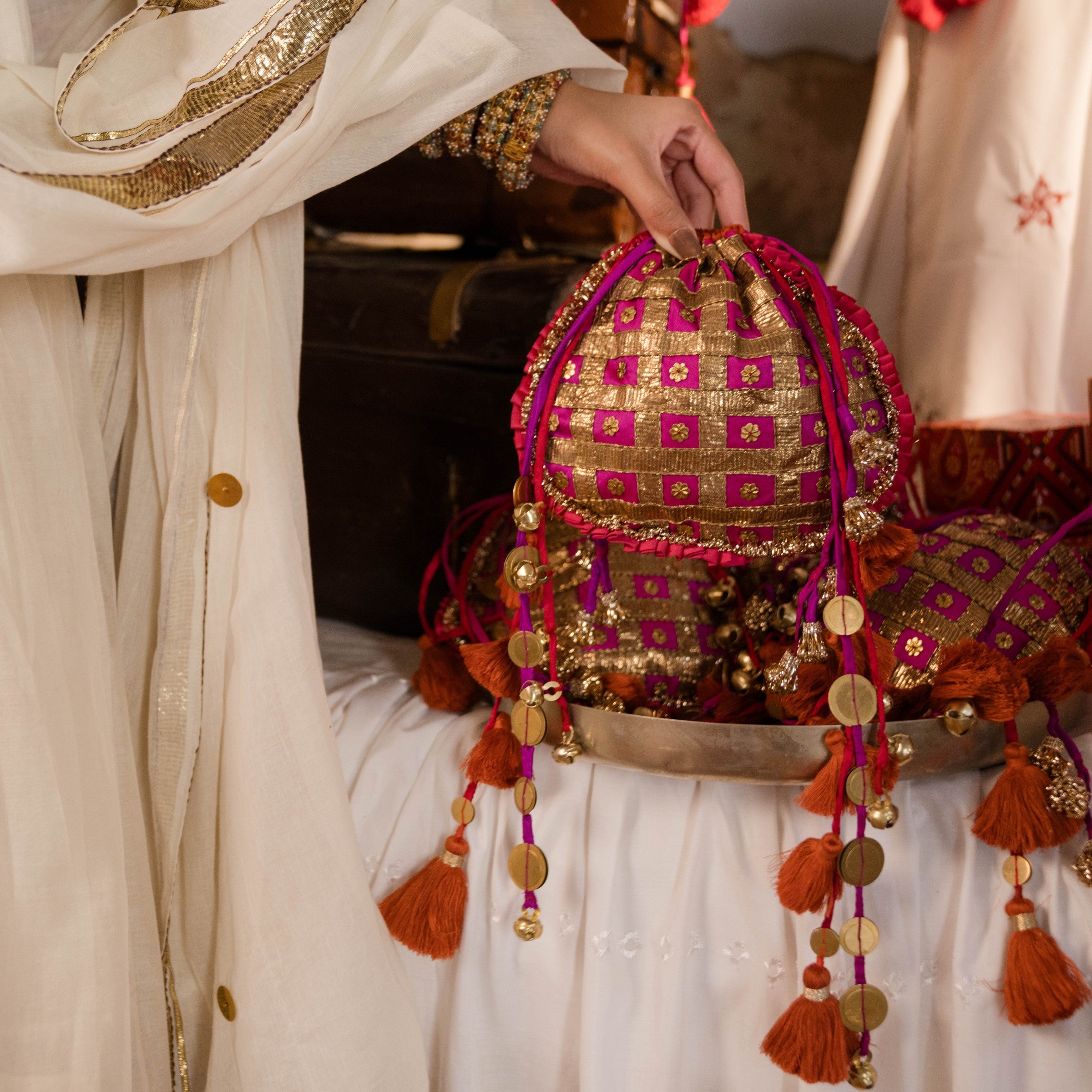 ADRA POTLI (PURPLE/BURNT ORANGE)