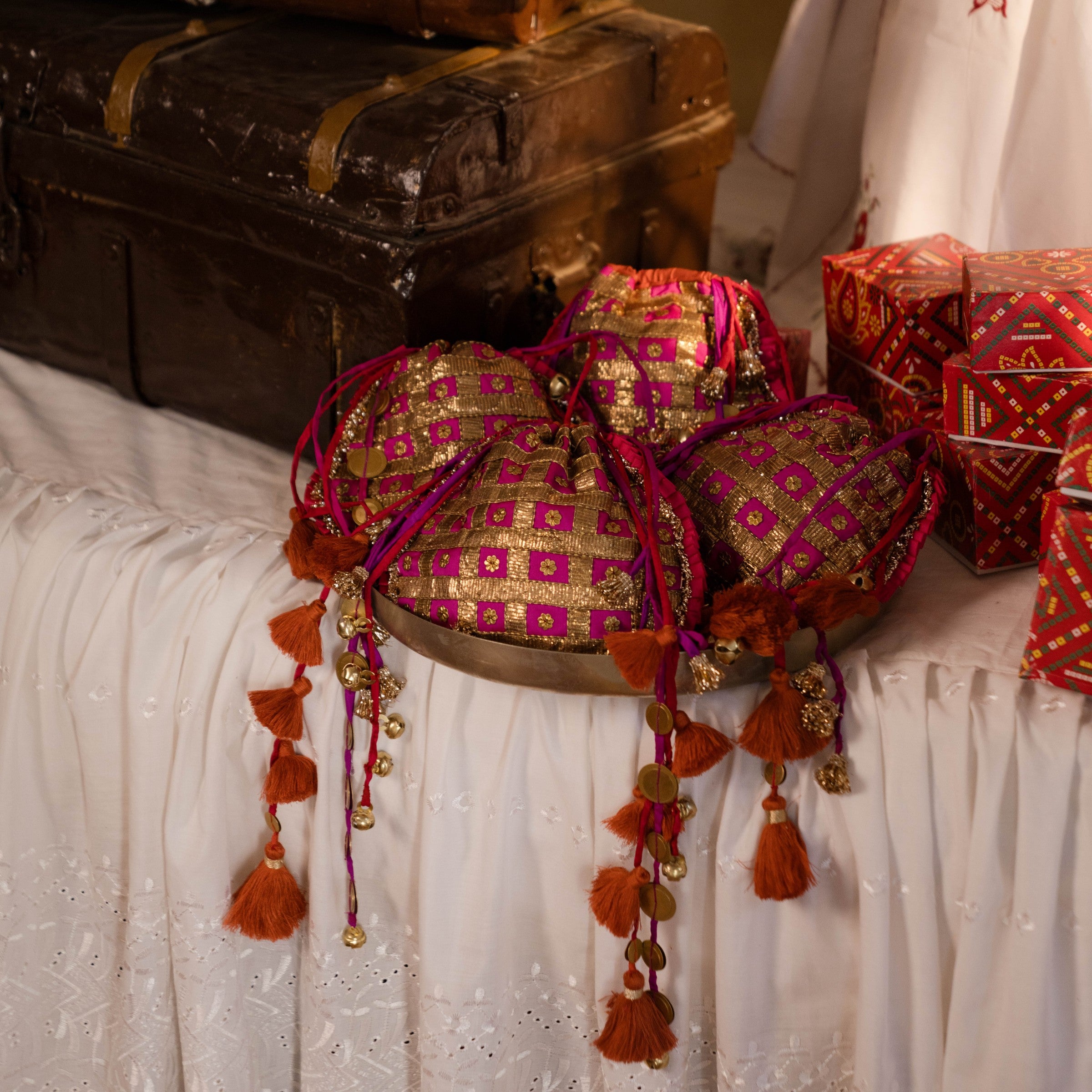 ADRA POTLI (PURPLE/BURNT ORANGE)